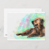 ゴールデンレトリエバードッグウォーター絵画カラー ポストカード (正面/裏面)