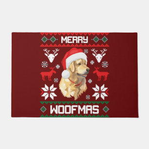 ゴールデンレトリエバードッグウーフメリーマスクリスマスス汗 ドアマット