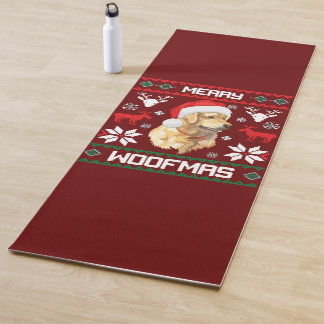 ゴールデンレトリエバードッグウーフメリーマスクリスマスス汗 ヨガマット