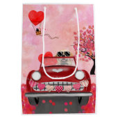 ゴールデンレトリエバードッグカーとハートバレンタイン ミディアムペーパーバッグ (裏面)