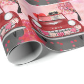 ゴールデンレトリエバードッグカーとハートバレンタイン ラッピングペーパー (ロールコーナー)