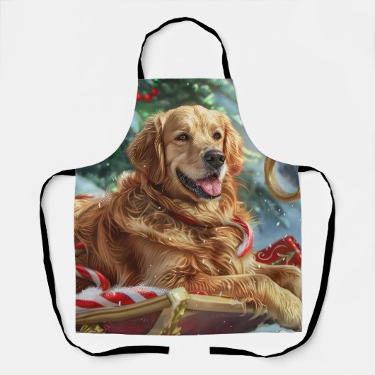ゴールデンレトリエバードッグクリスマスフェスティバル エプロン (正面)
