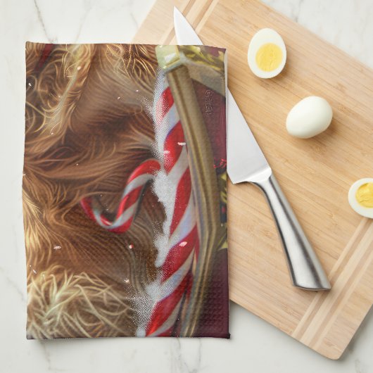 ゴールデンレトリエバードッグクリスマスフェスティバル キッチンタオル (四つ折り)