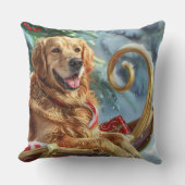 ゴールデンレトリエバードッグクリスマスフェスティバル クッション (正面)