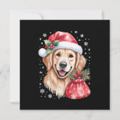 ゴールデンレトリエバードッグクリスマスライトホリデーパーティー 招待状 (正面)