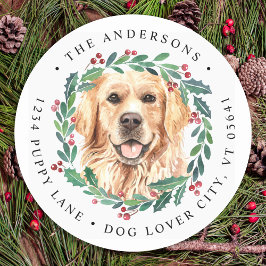 ゴールデンレトリエバードッグクリスマス差出人住所 ラウンドシール