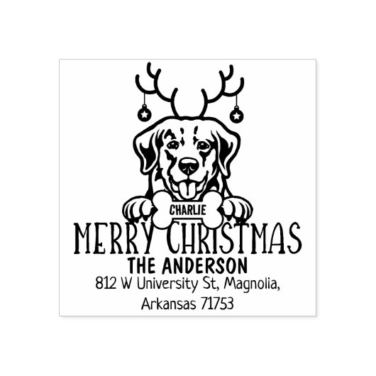 ゴールデンレトリエバードッグクリスマス差出人住所 ラバースタンプ (インプリント)