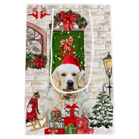 ゴールデンレトリエバードッグクリスマス抱き枕 ミディアムペーパーバッグ (裏面)