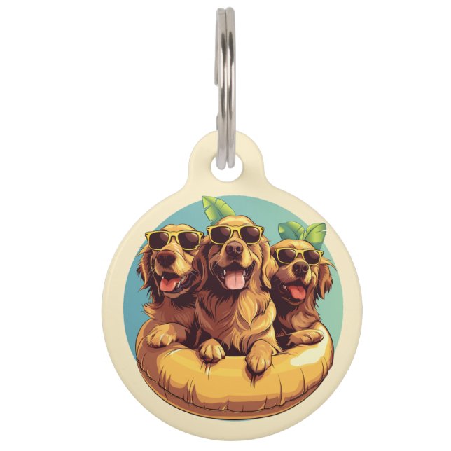 ゴールデンレトリエバードッグスサマープールフロティー ペット　ネームタグ (正面)