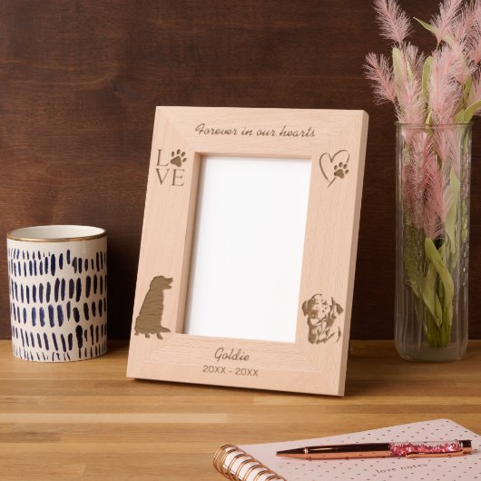 ゴールデンレトリエバードッグパウプリントメモリアル レーザー彫刻フレーム (左)