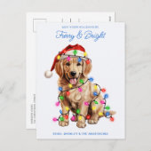 ゴールデンレトリエバードッグパーソナライズされたフューリー&ブライト シーズンポストカード (正面/裏面)