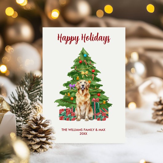 ゴールデンレトリエバードッグファミリークリスマス シーズンカード