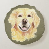ゴールデンレトリエバードッグペットアニマルアート ラウンドクッション (裏面)