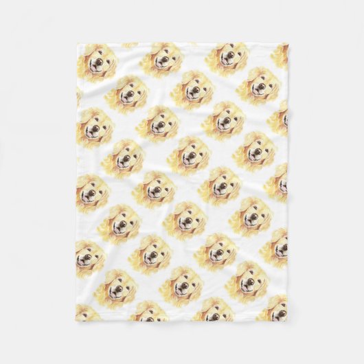 ゴールデンレトリエバードッグペットアニマルウォーター色 フリースブランケット (正面)