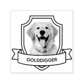 ゴールデンレトリエバードッグペットフォトシールドリボン セルフインキングスタンプ (デザイン)