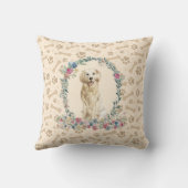 ゴールデンレトリエバードッグポープリント&フローラかわいい クッション (裏面)