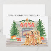 ゴールデンレトリエバードッグラバークリスマス シーズンカード (正面/裏面)