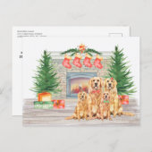ゴールデンレトリエバードッグラバークリスマス シーズンポストカード (正面/裏面)