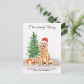 ゴールデンレトリエバードッグ恋人カスタムメリークリスマス シーズンポストカード (スタンド正面)