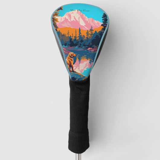 ゴールデンレトリエバードッグ003 – ブルーノポックオープン ゴルフヘッドカバー (正面)