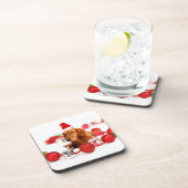 ゴールデンレトリエバードッグwレッドサンタハットクリスマス コースター (右側)