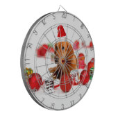 ゴールデンレトリエバードッグwレッドサンタハットクリスマス ダーツボード (正面左)