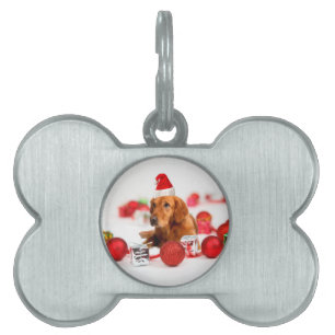 ゴールデンレトリエバードッグwレッドサンタハットクリスマス ペットネームタグ