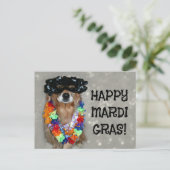 ゴールデンレトリエバーハッピーマルディグラ ポストカード (スタンド正面)