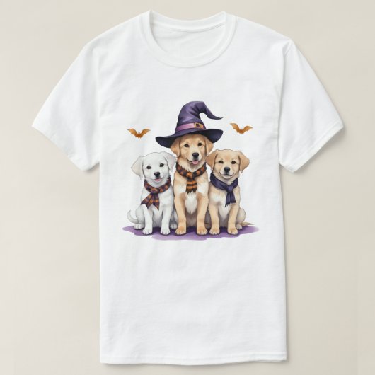 ゴールデンレトリエバーハロウィンドッグ不気味ハロウィーン Tシャツ (デザイン正面)