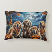 ゴールデンレトリエバーハロウィン不気味 アクセントクッション (裏面)