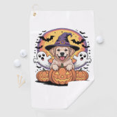 ゴールデンレトリエバーハロウィーンウィッチクラシックドッグTシー ゴルフタオル (インサイチュ)