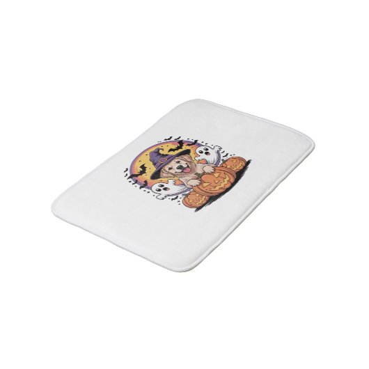 ゴールデンレトリエバーハロウィーンウィッチクラシックドッグTシー バスマット (アングル)