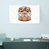 ゴールデンレトリエバーハロウィーンウィッチクラシックドッグTシー 横断幕 (トレードショー)