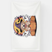 ゴールデンレトリエバーハロウィーンウィッチクラシックドッグTシー 横断幕 (縦)