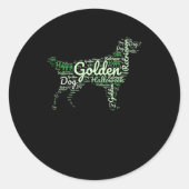 ゴールデンレトリエバーハロウィーンタイポグラフィ ラウンドシール (正面)