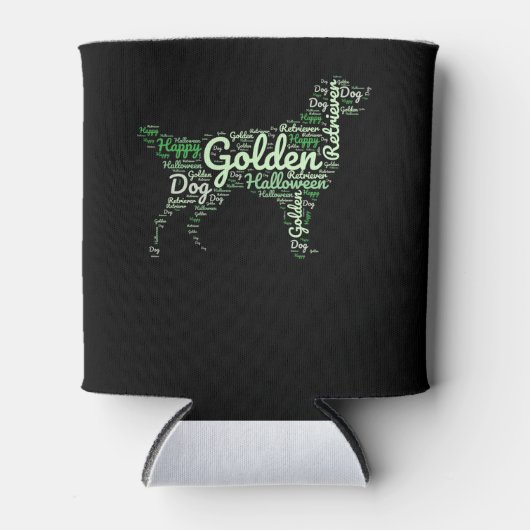 ゴールデンレトリエバーハロウィーンタイポグラフィ 缶クーラー (正面)