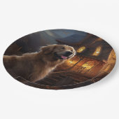 ゴールデンレトリエバーハロウィーンホラー ペーパープレート (アングル)