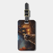 ゴールデンレトリエバーハロウィーンホラー ラゲッジタグ (正面縦)