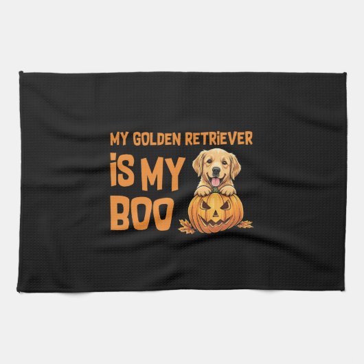 ゴールデンレトリエバーハロウィーン キッチンタオル (横)