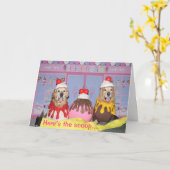 ゴールデンレトリエバーバナナスプリット誕生日 カード (黄色い花)