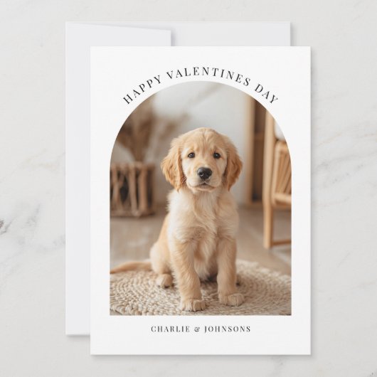 ゴールデンレトリエバーバレンタインデイパピーフォトカード シーズンカード (正面)