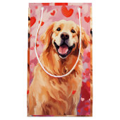 ゴールデンレトリエバーバレンタインデー スモールペーパーバッグ (正面)