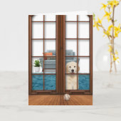 ゴールデンレトリエバーパピグッドウェルカード カード (黄色い花)