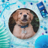 ゴールデンレトリエバーパピパーソナライズネームタグ ペーパープレート (パーティー)