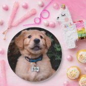 ゴールデンレトリエバーパピパーソナライズネームタグ ペーパープレート (パーティー)