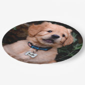 ゴールデンレトリエバーパピパーソナライズネームタグ ペーパープレート (アングル)