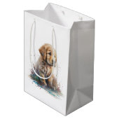 ゴールデンレトリエバーパピーウォーターカラーAIアート ミディアムペーパーバッグ (裏面アングル)