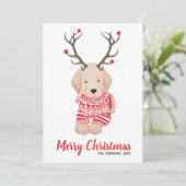 ゴールデンレトリエバーパピークリスマスセーター〔雄ジカの〕枝角 シーズンカード (スタンド正面)