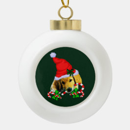 ゴールデンレトリエバーパピークリスマス セラミックボールオーナメント