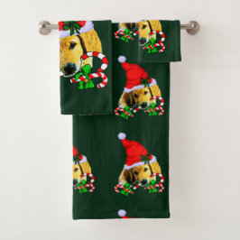 ゴールデンレトリエバーパピークリスマス バスタオルセット